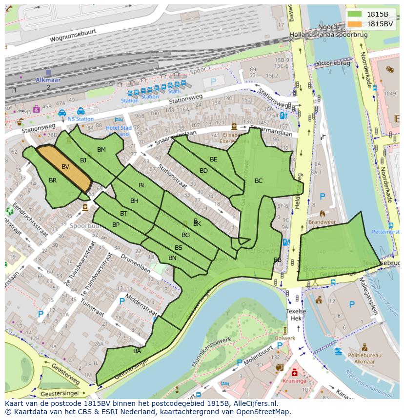 Afbeelding van het postcodegebied 1815 BV op de kaart.