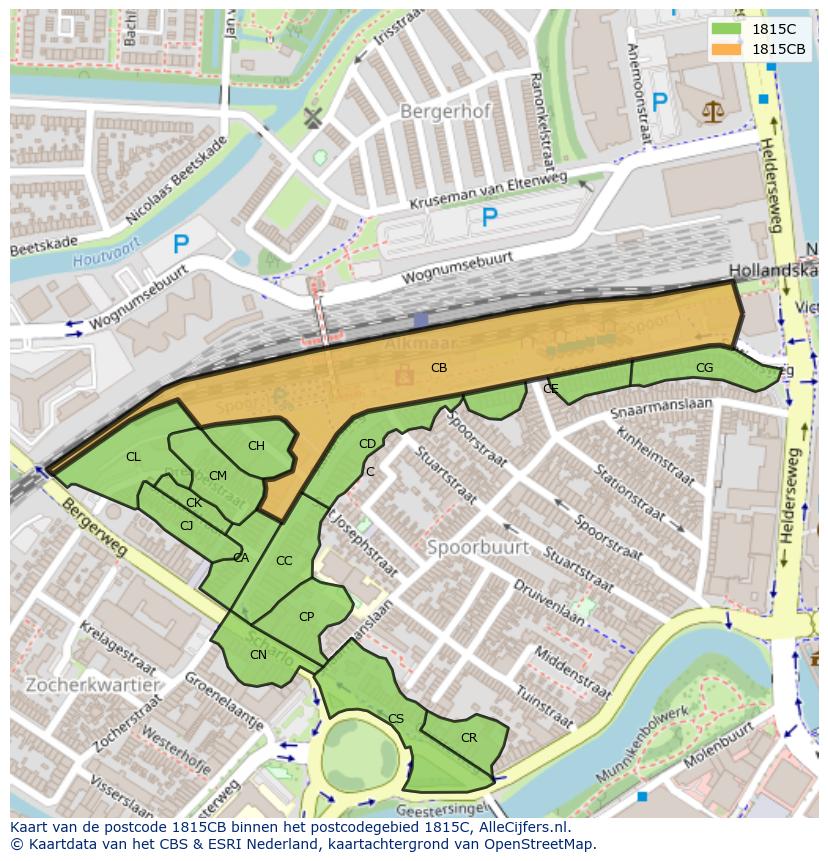 Afbeelding van het postcodegebied 1815 CB op de kaart.