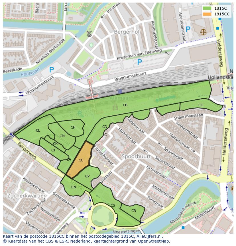 Afbeelding van het postcodegebied 1815 CC op de kaart.