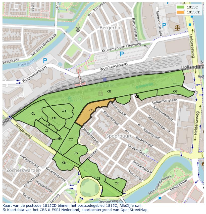 Afbeelding van het postcodegebied 1815 CD op de kaart.