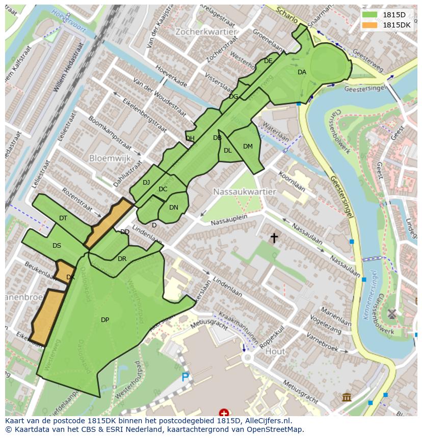 Afbeelding van het postcodegebied 1815 DK op de kaart.
