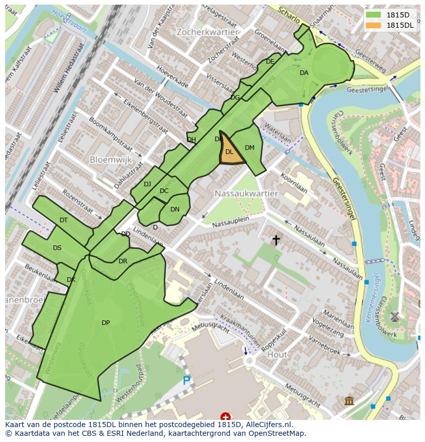 Afbeelding van het postcodegebied 1815 DL op de kaart.