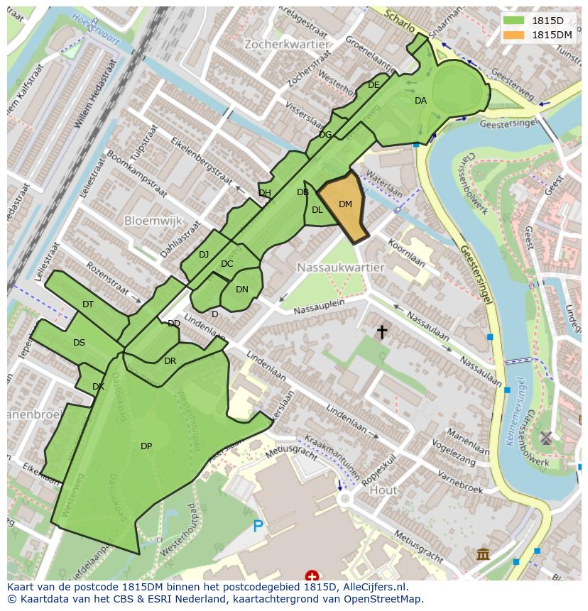 Afbeelding van het postcodegebied 1815 DM op de kaart.