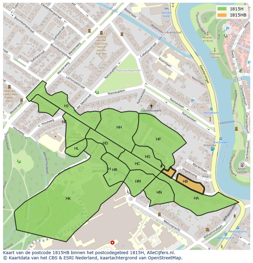 Afbeelding van het postcodegebied 1815 HB op de kaart.