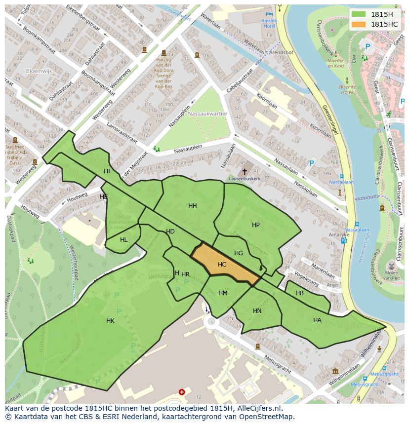 Afbeelding van het postcodegebied 1815 HC op de kaart.