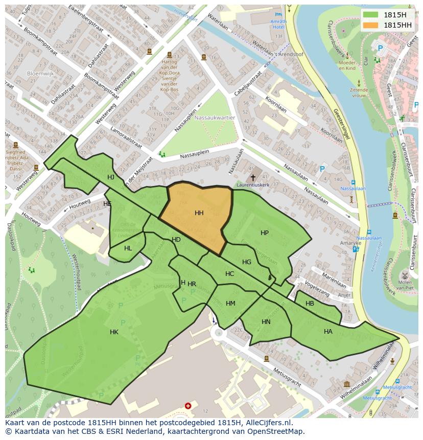 Afbeelding van het postcodegebied 1815 HH op de kaart.