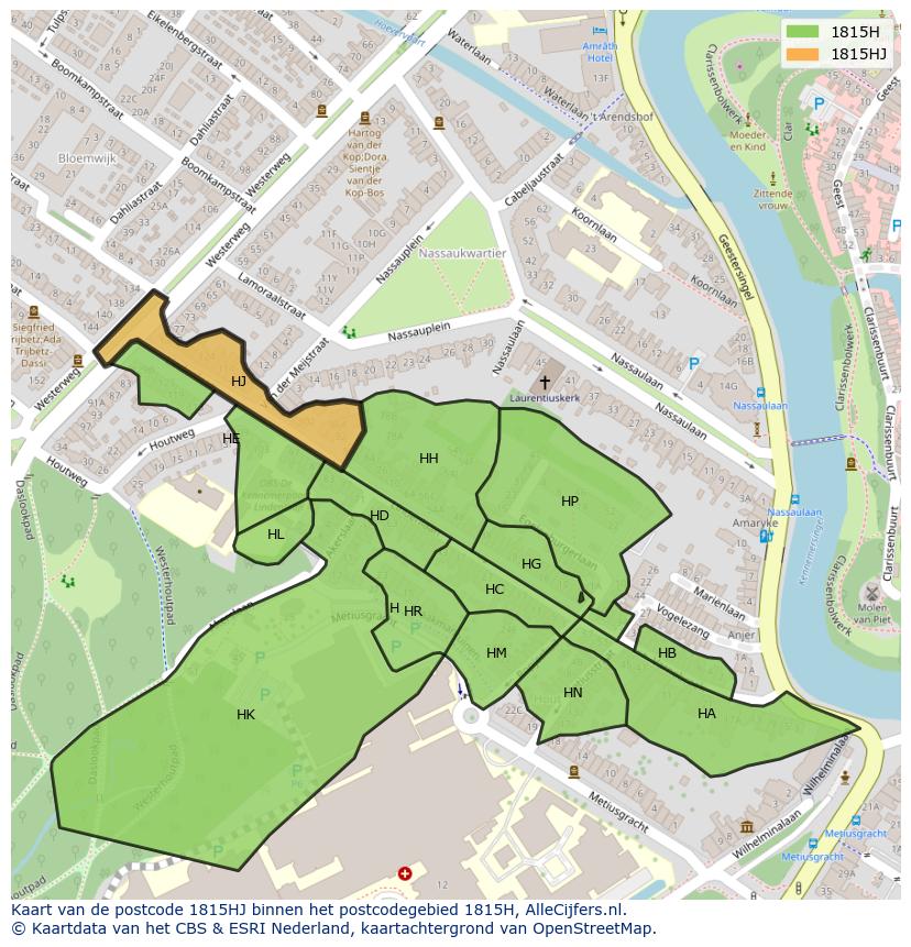 Afbeelding van het postcodegebied 1815 HJ op de kaart.