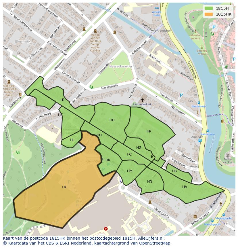 Afbeelding van het postcodegebied 1815 HK op de kaart.