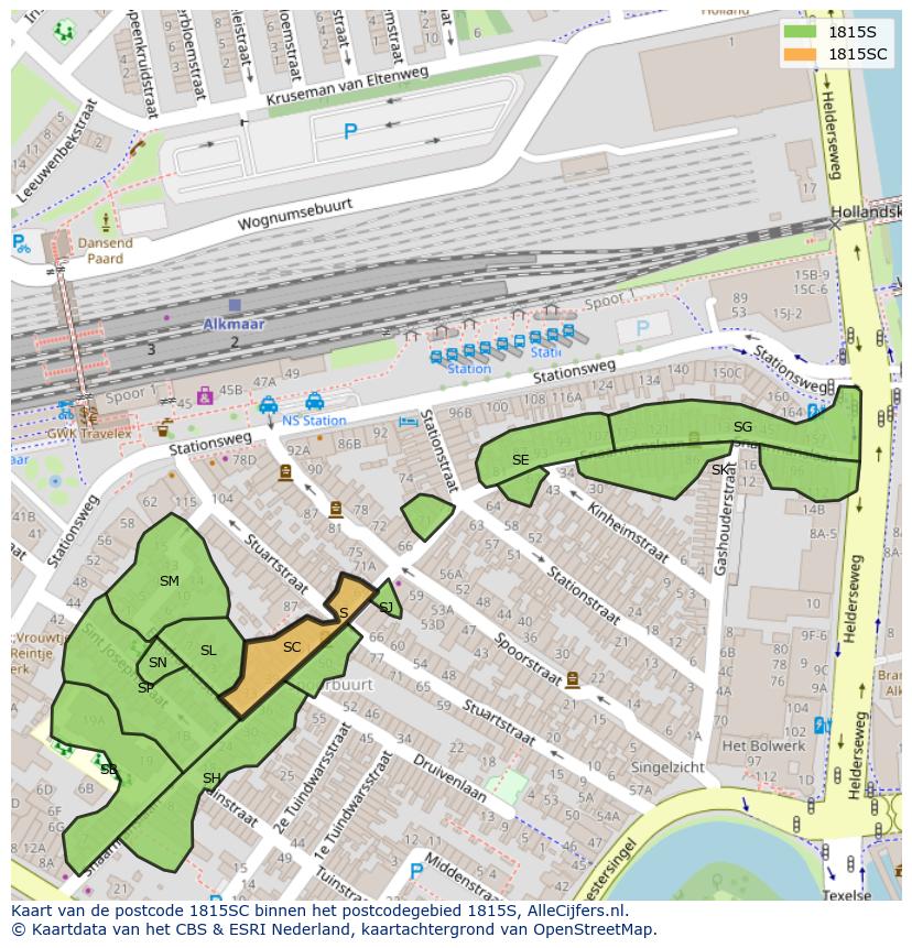 Afbeelding van het postcodegebied 1815 SC op de kaart.
