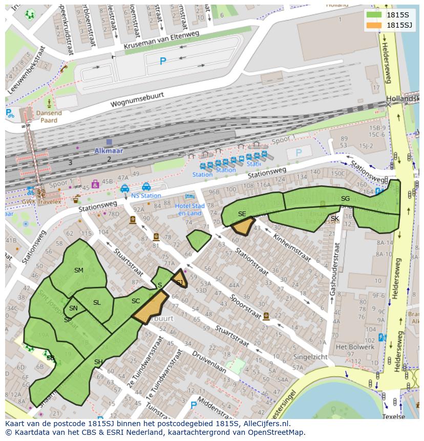 Afbeelding van het postcodegebied 1815 SJ op de kaart.