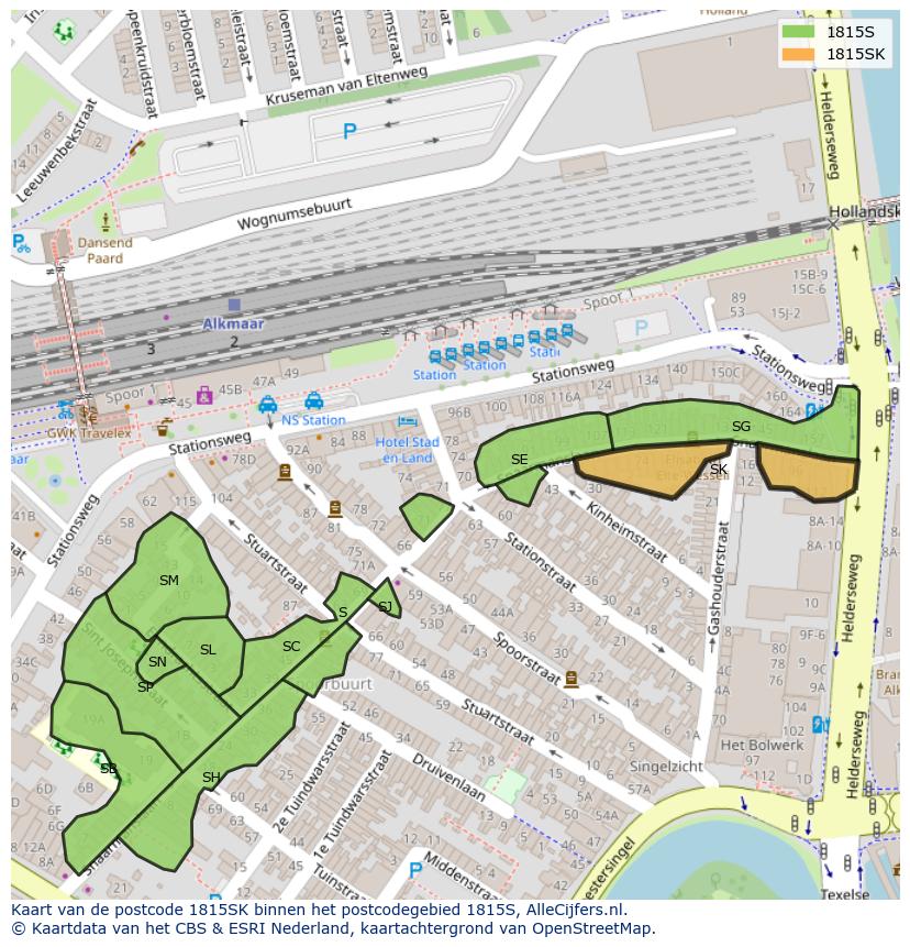 Afbeelding van het postcodegebied 1815 SK op de kaart.