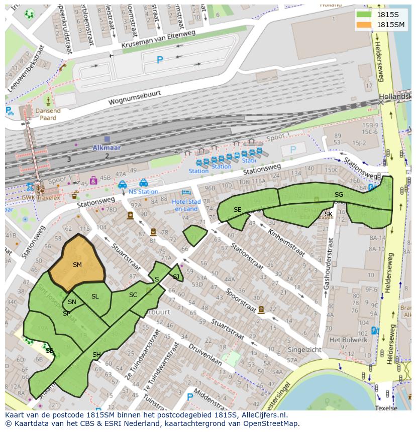 Afbeelding van het postcodegebied 1815 SM op de kaart.