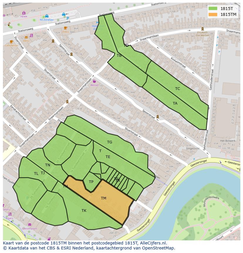 Afbeelding van het postcodegebied 1815 TM op de kaart.