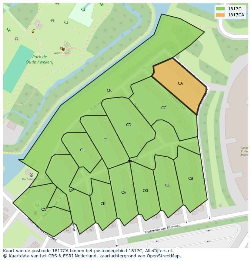 Afbeelding van het postcodegebied 1817 CA op de kaart.