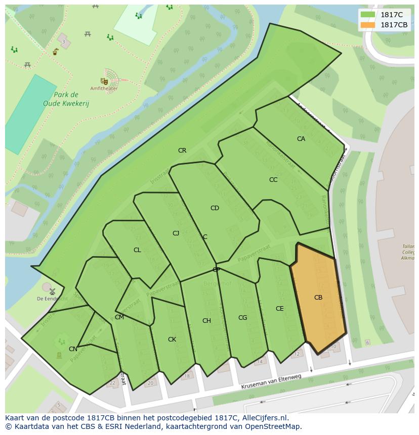 Afbeelding van het postcodegebied 1817 CB op de kaart.