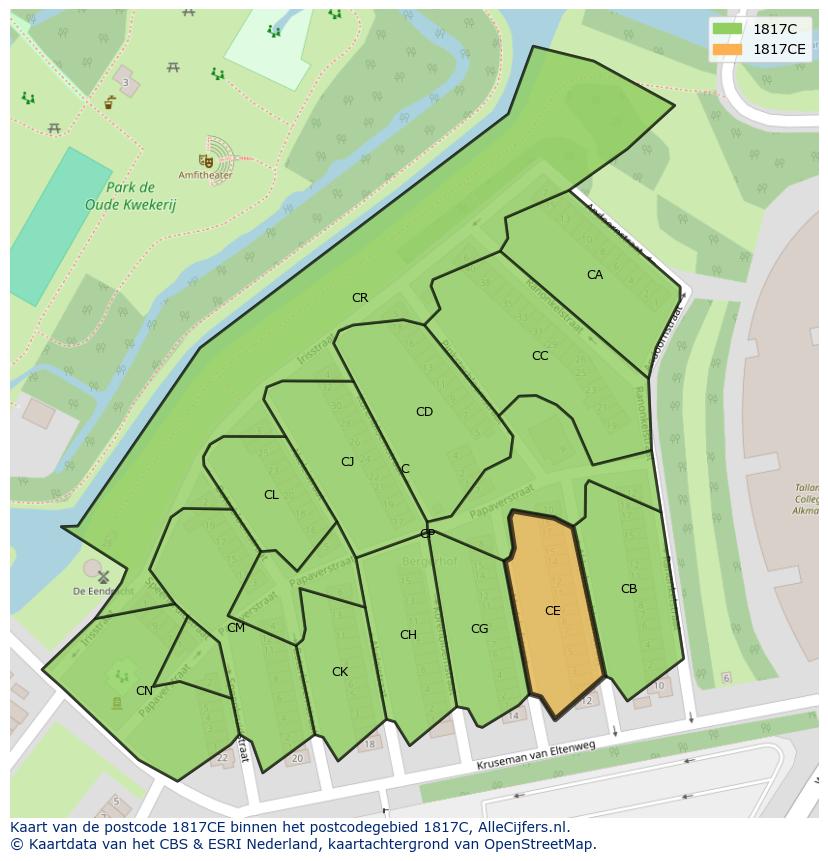 Afbeelding van het postcodegebied 1817 CE op de kaart.