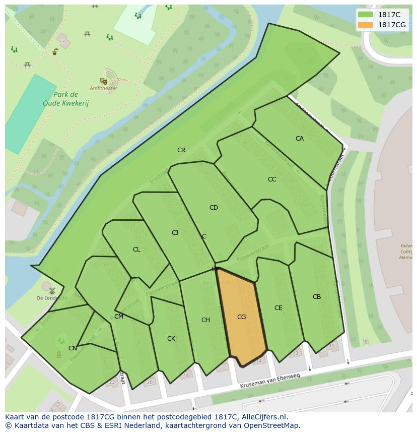 Afbeelding van het postcodegebied 1817 CG op de kaart.