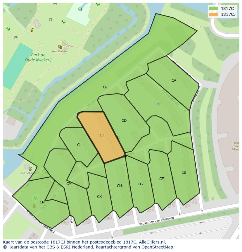 Afbeelding van het postcodegebied 1817 CJ op de kaart.