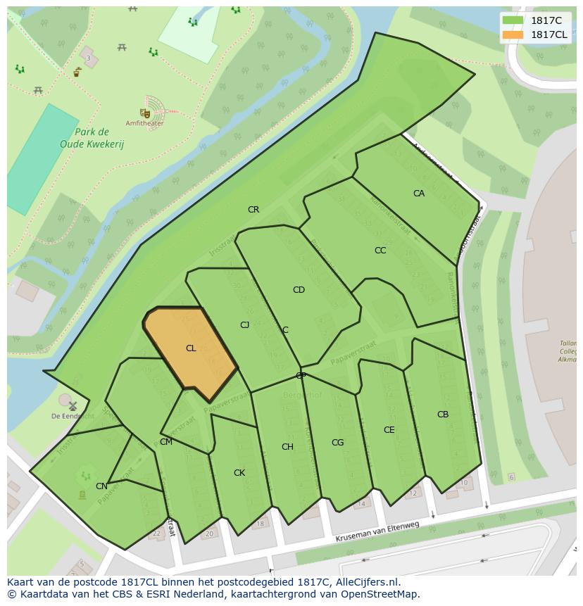 Afbeelding van het postcodegebied 1817 CL op de kaart.