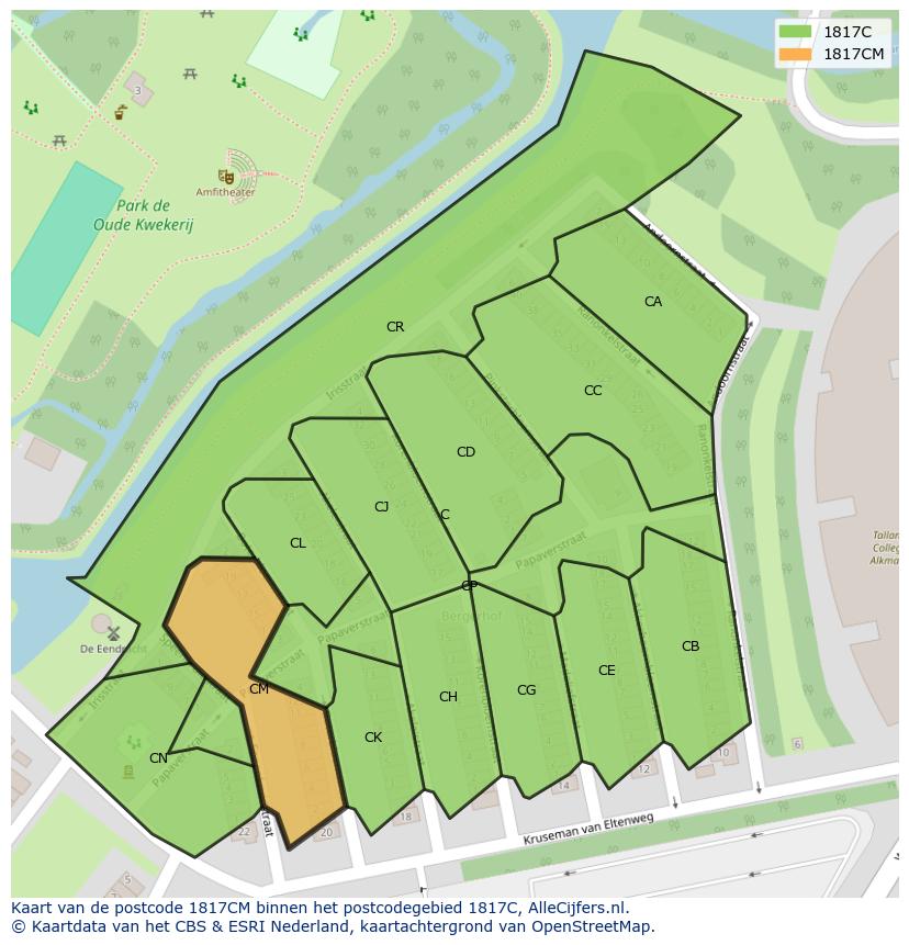 Afbeelding van het postcodegebied 1817 CM op de kaart.