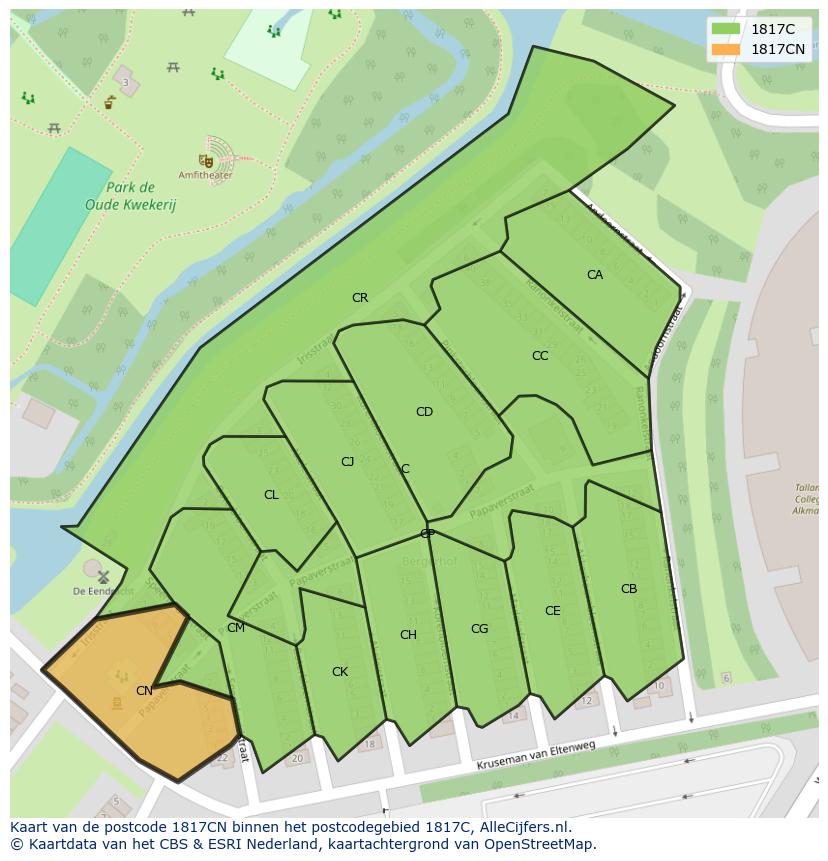 Afbeelding van het postcodegebied 1817 CN op de kaart.