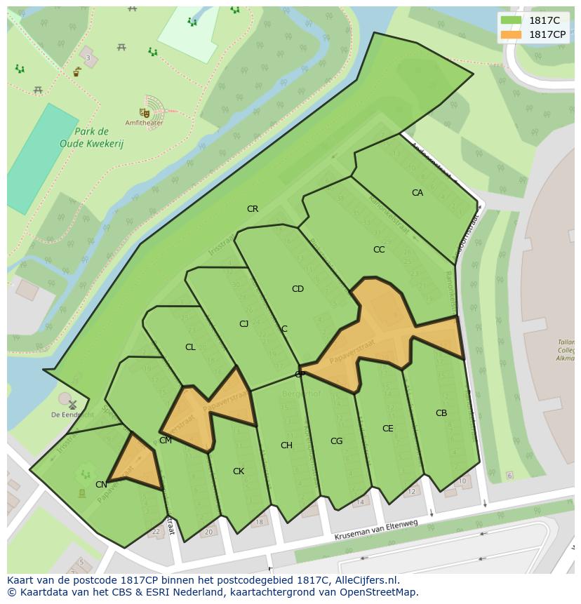 Afbeelding van het postcodegebied 1817 CP op de kaart.