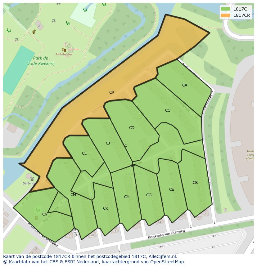 Afbeelding van het postcodegebied 1817 CR op de kaart.