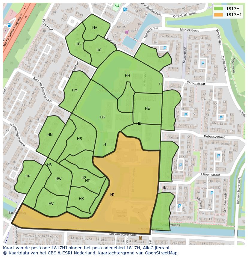 Afbeelding van het postcodegebied 1817 HJ op de kaart.