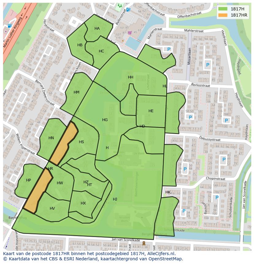 Afbeelding van het postcodegebied 1817 HR op de kaart.