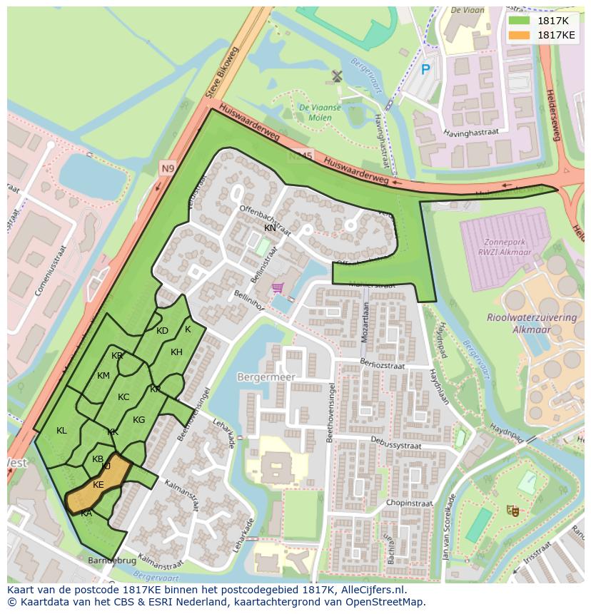 Afbeelding van het postcodegebied 1817 KE op de kaart.