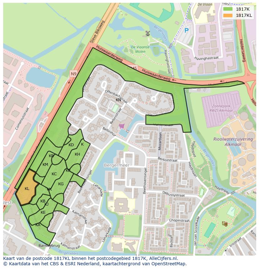 Afbeelding van het postcodegebied 1817 KL op de kaart.