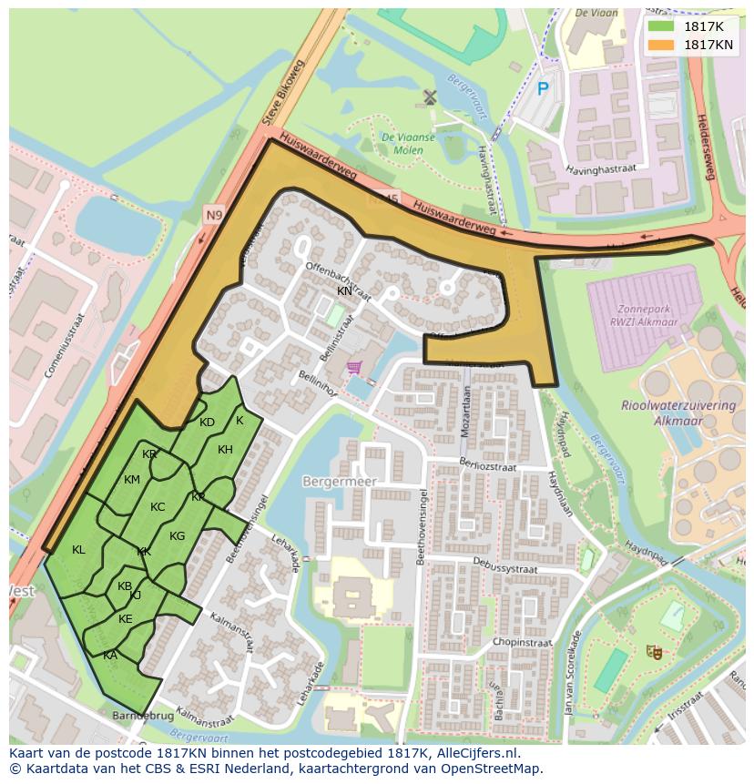 Afbeelding van het postcodegebied 1817 KN op de kaart.
