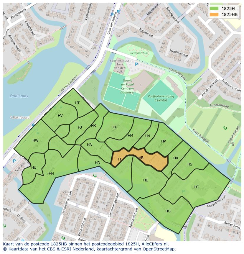 Afbeelding van het postcodegebied 1825 HB op de kaart.