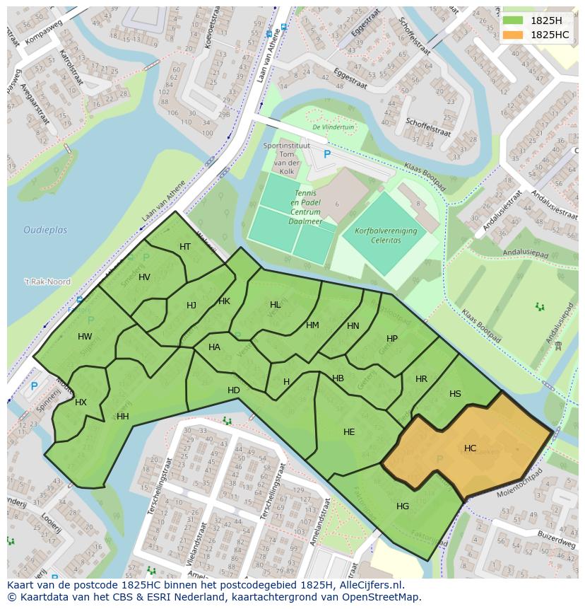 Afbeelding van het postcodegebied 1825 HC op de kaart.