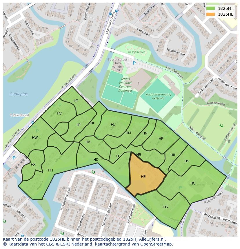 Afbeelding van het postcodegebied 1825 HE op de kaart.