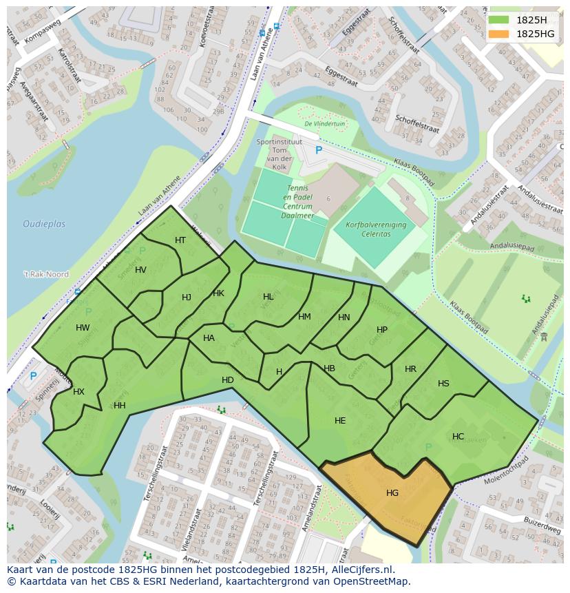 Afbeelding van het postcodegebied 1825 HG op de kaart.