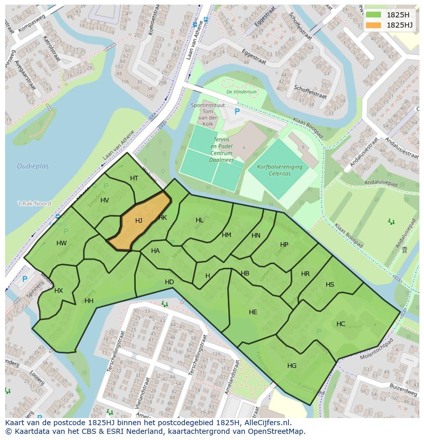 Afbeelding van het postcodegebied 1825 HJ op de kaart.