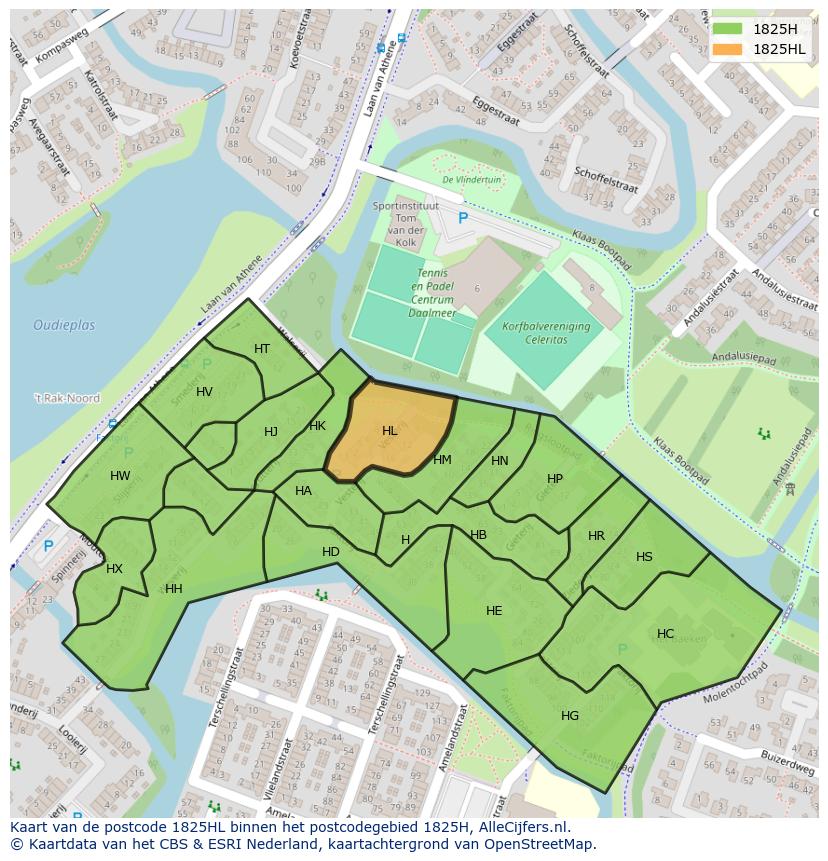 Afbeelding van het postcodegebied 1825 HL op de kaart.