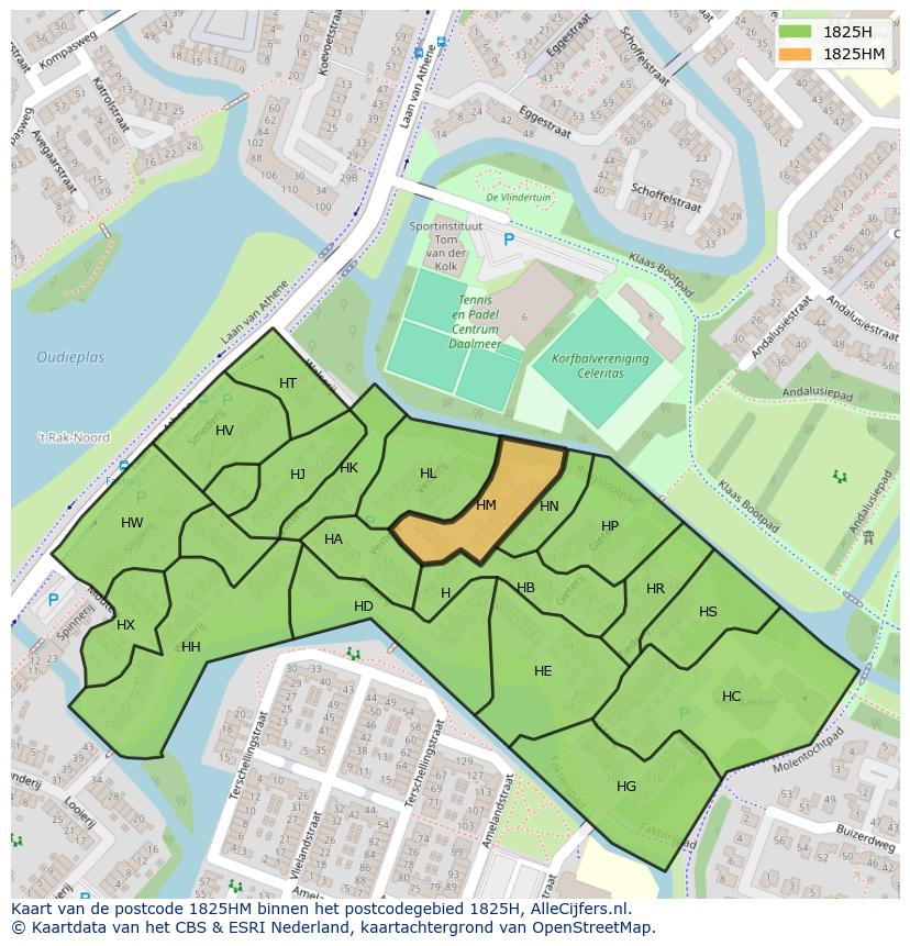 Afbeelding van het postcodegebied 1825 HM op de kaart.