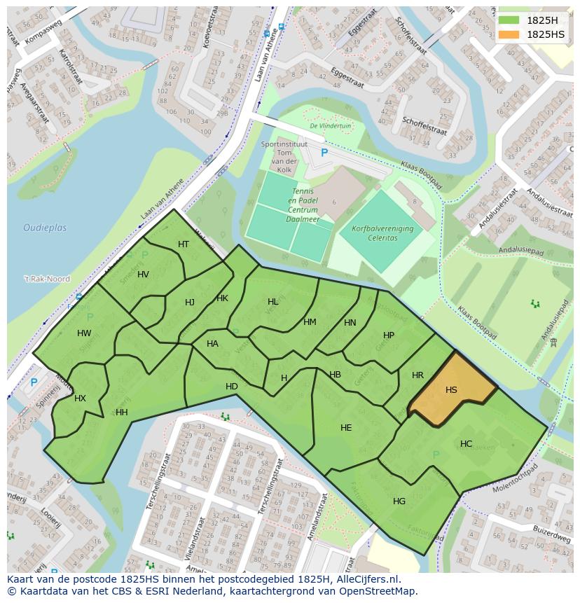 Afbeelding van het postcodegebied 1825 HS op de kaart.