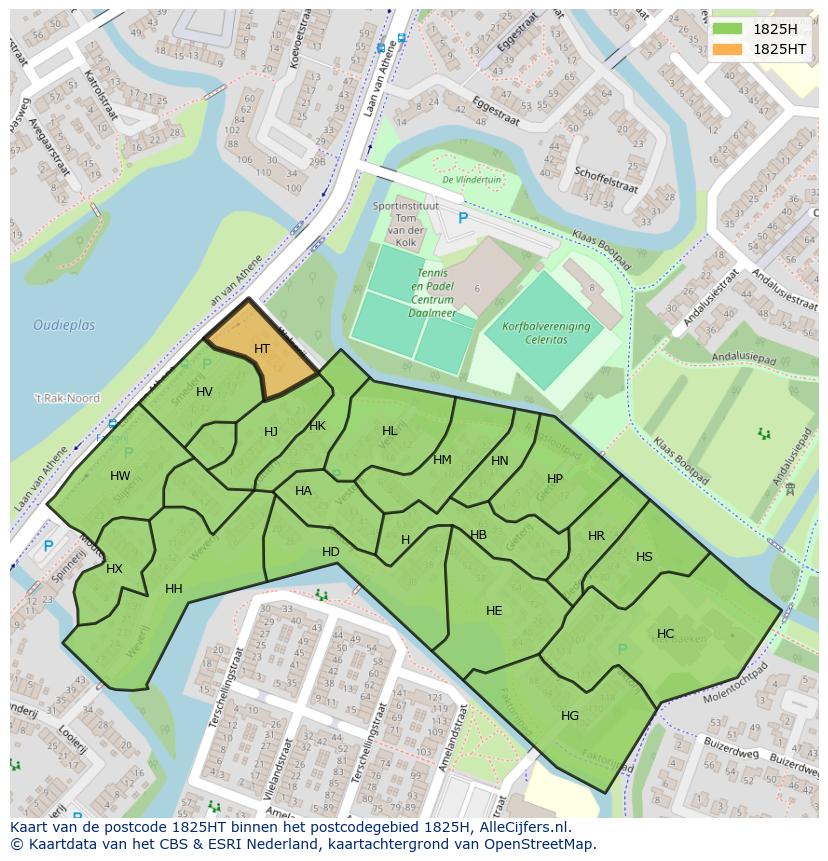Afbeelding van het postcodegebied 1825 HT op de kaart.