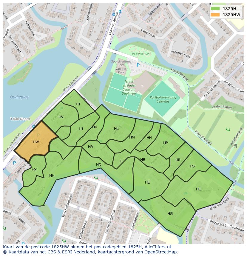 Afbeelding van het postcodegebied 1825 HW op de kaart.