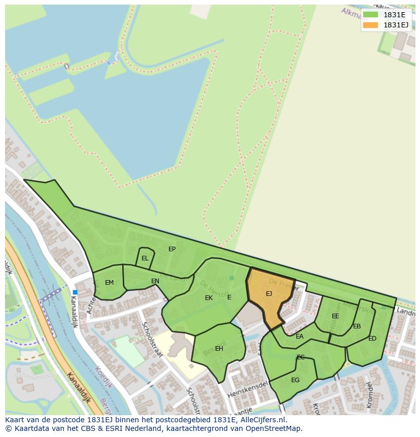 Afbeelding van het postcodegebied 1831 EJ op de kaart.