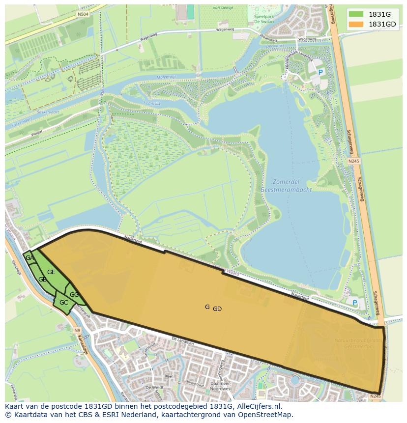 Afbeelding van het postcodegebied 1831 GD op de kaart.