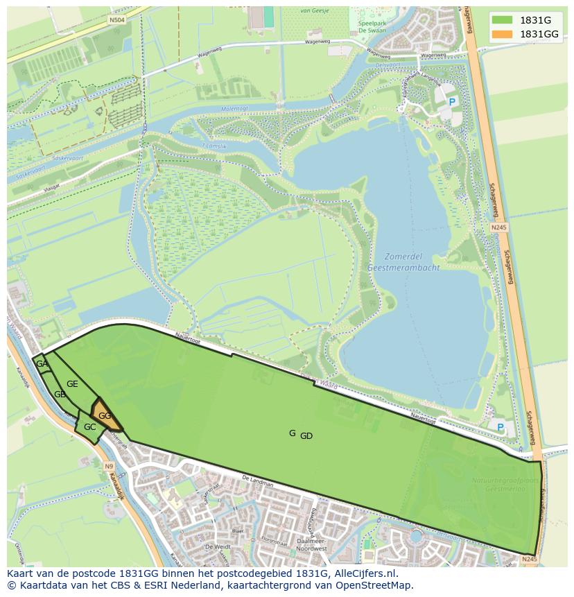 Afbeelding van het postcodegebied 1831 GG op de kaart.