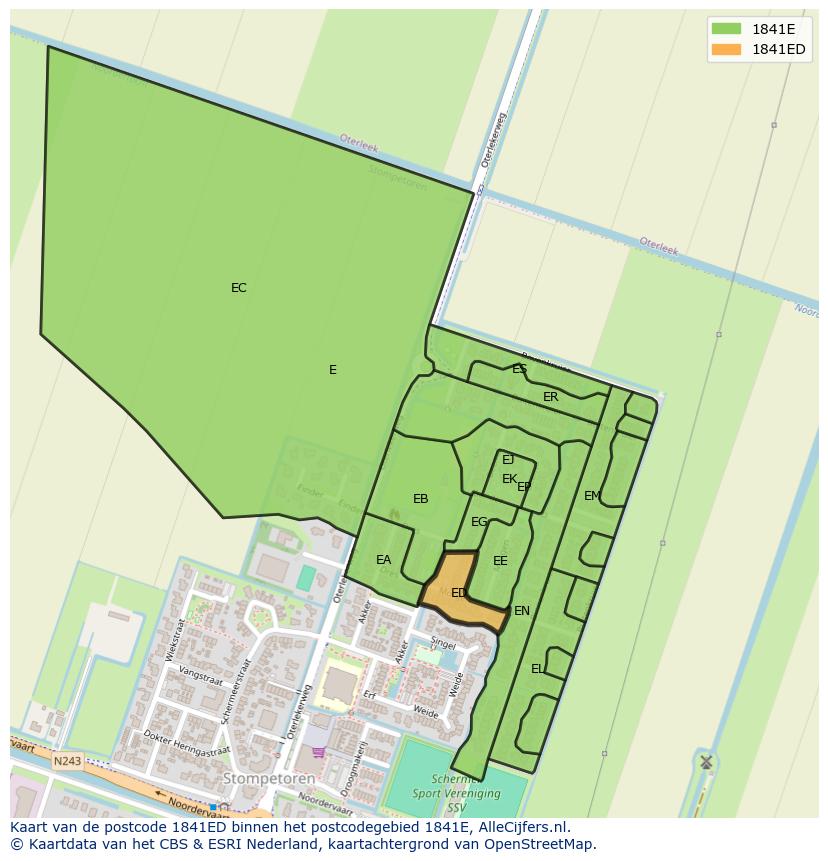 Afbeelding van het postcodegebied 1841 ED op de kaart.