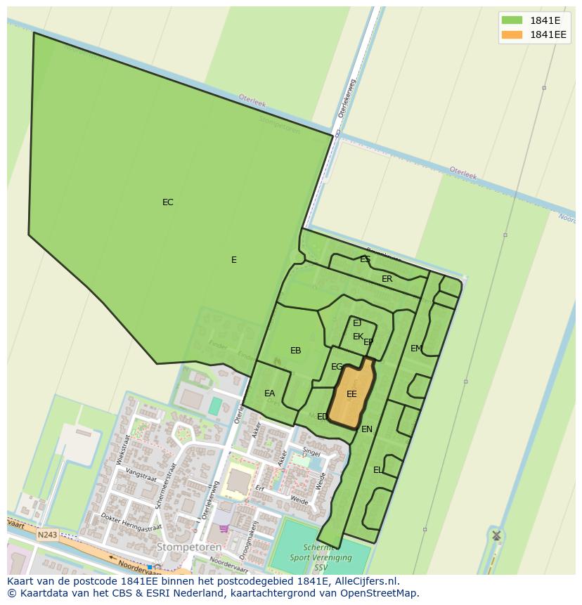 Afbeelding van het postcodegebied 1841 EE op de kaart.