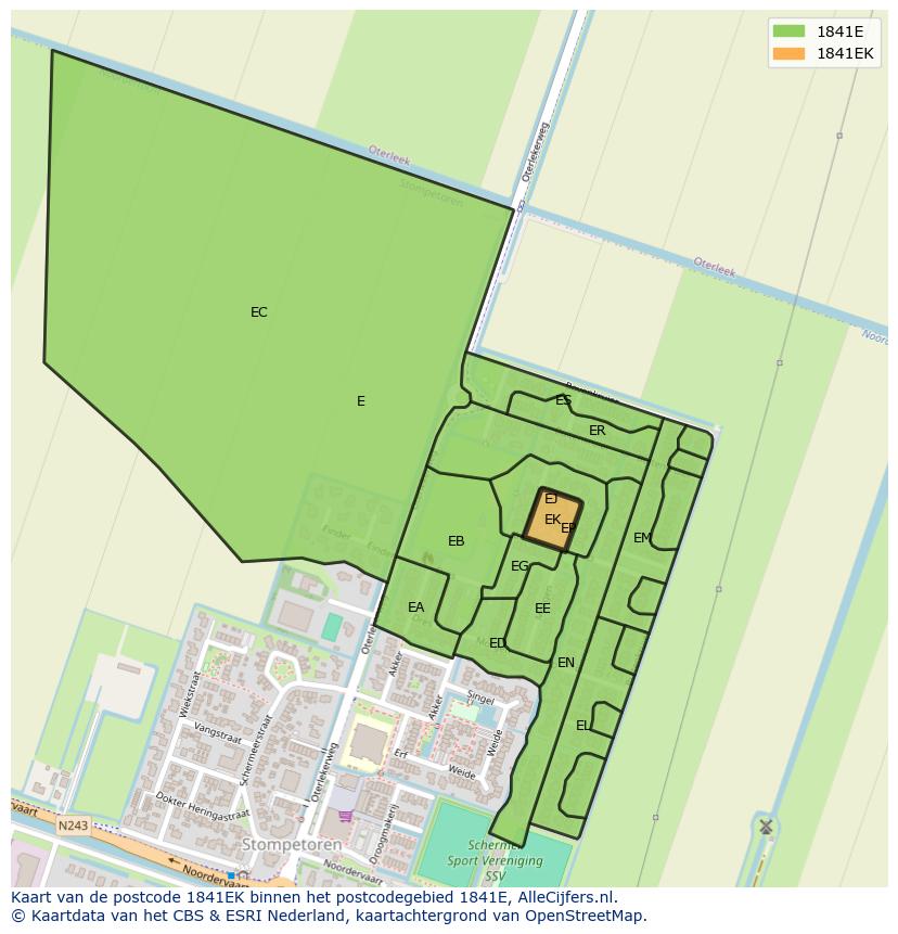 Afbeelding van het postcodegebied 1841 EK op de kaart.