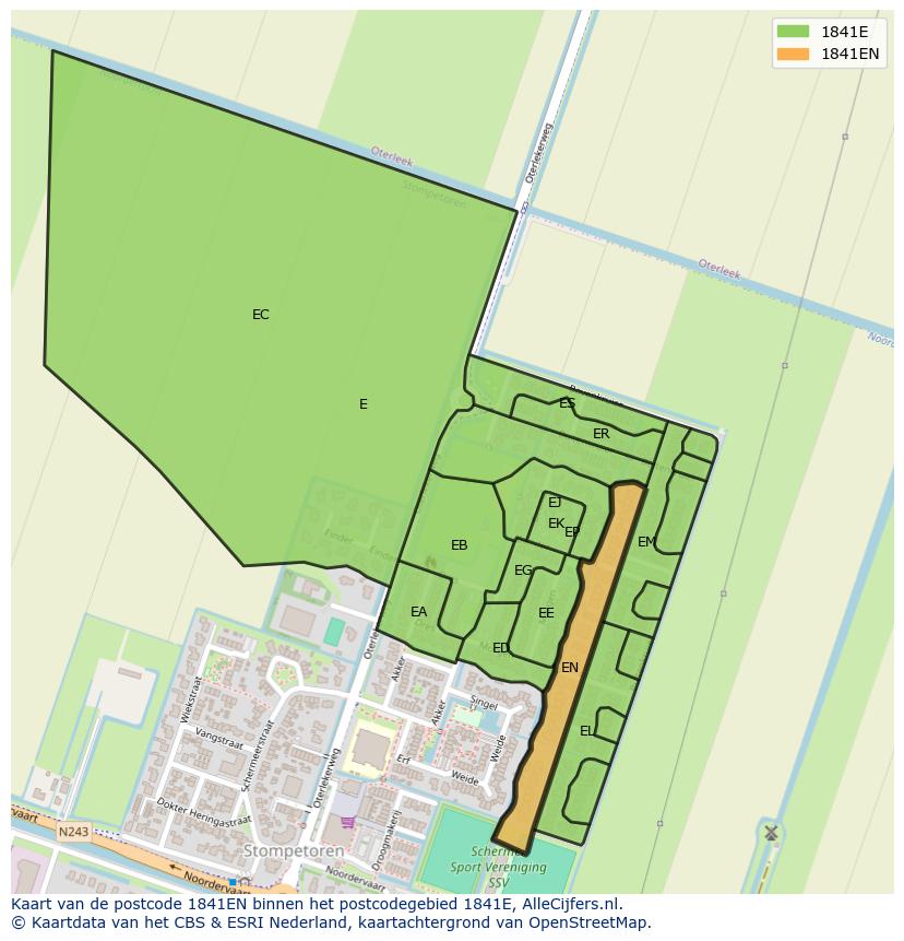 Afbeelding van het postcodegebied 1841 EN op de kaart.