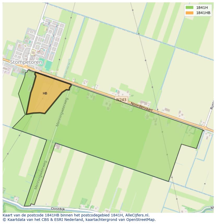 Afbeelding van het postcodegebied 1841 HB op de kaart.